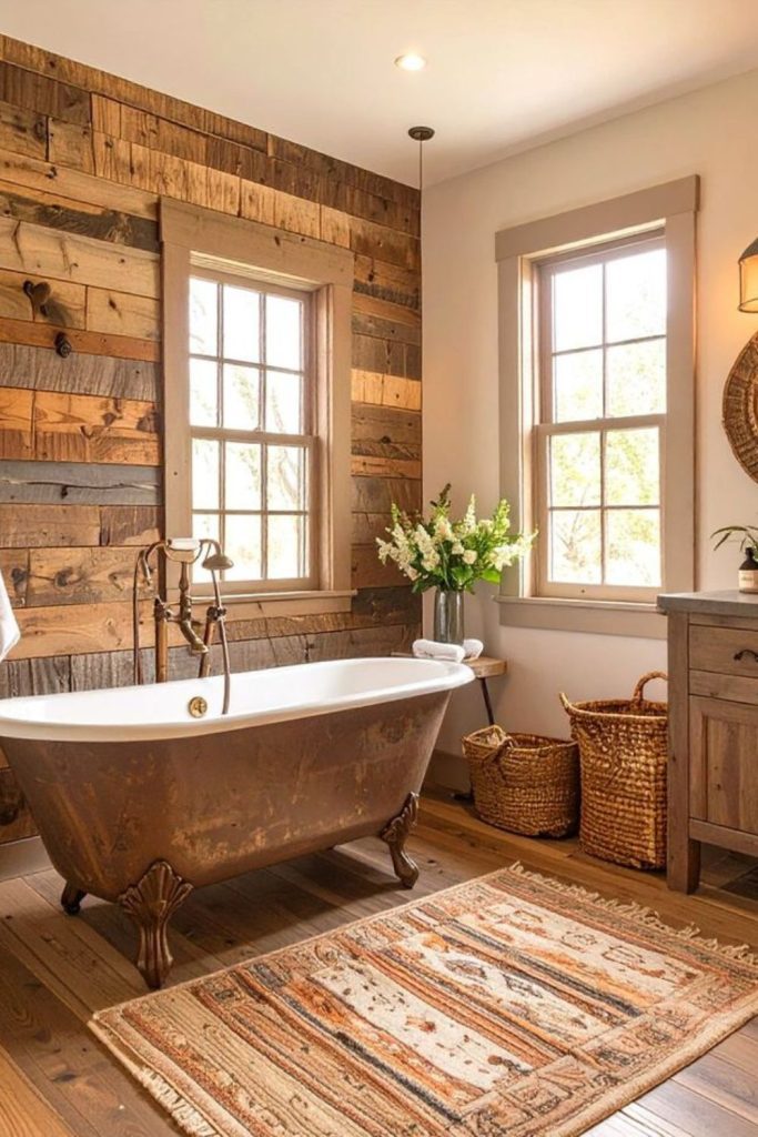 Aged barnboard planks for cozy rusticity