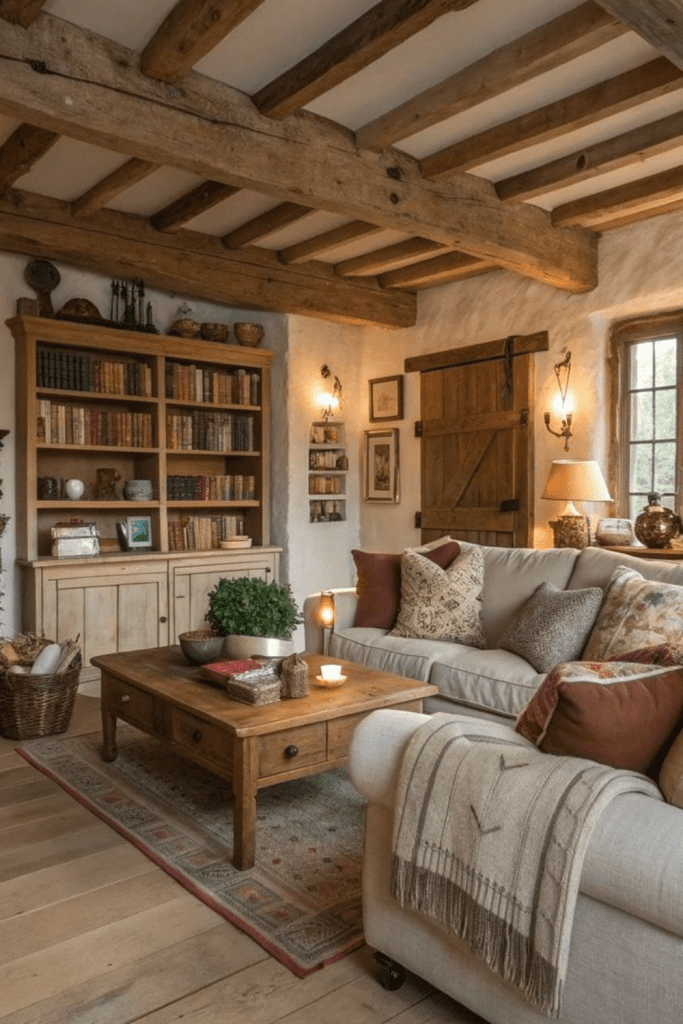 Warm rustic countryside home interior