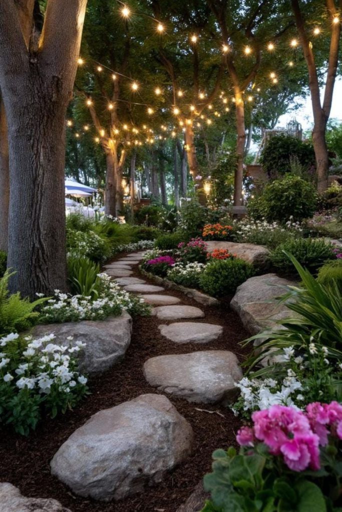 Fireflies flicker among twisted oak trees.