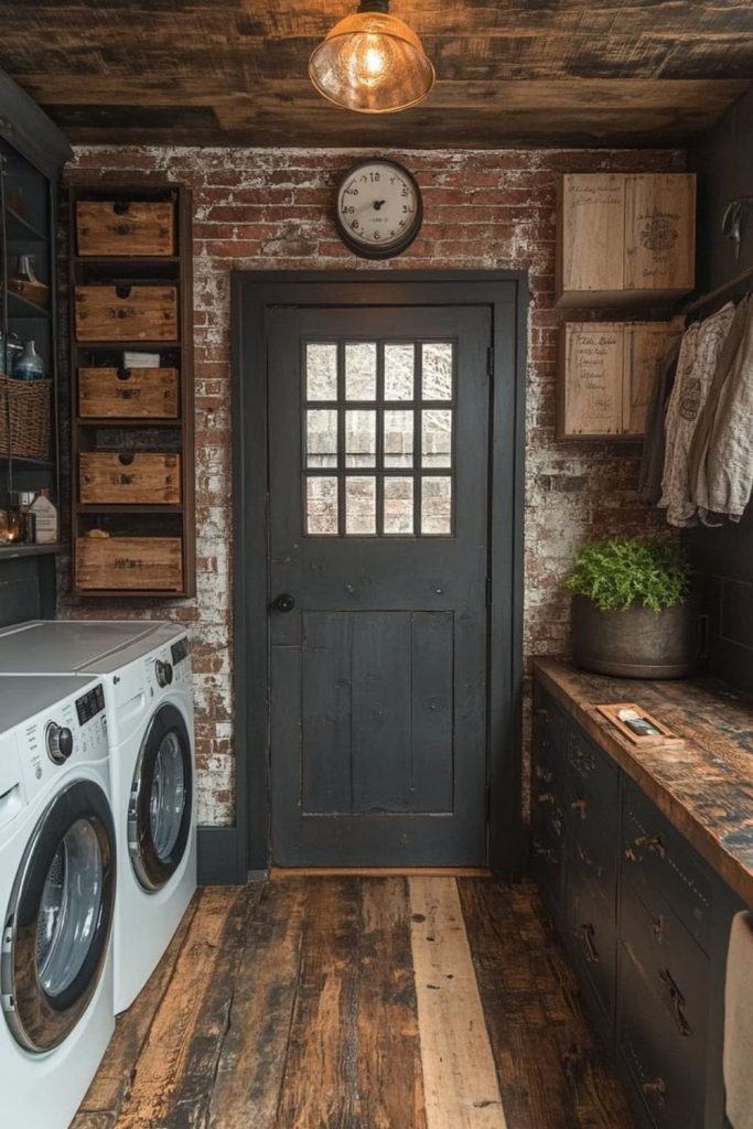Modern rustic laundry room design