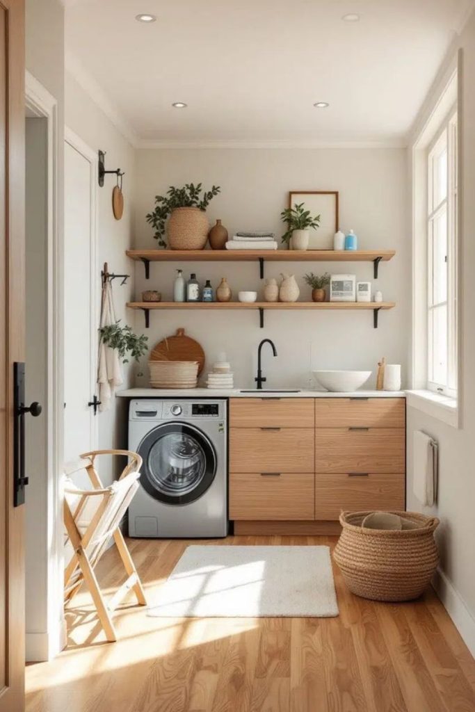 Clean Scandinavian minimalist laundry