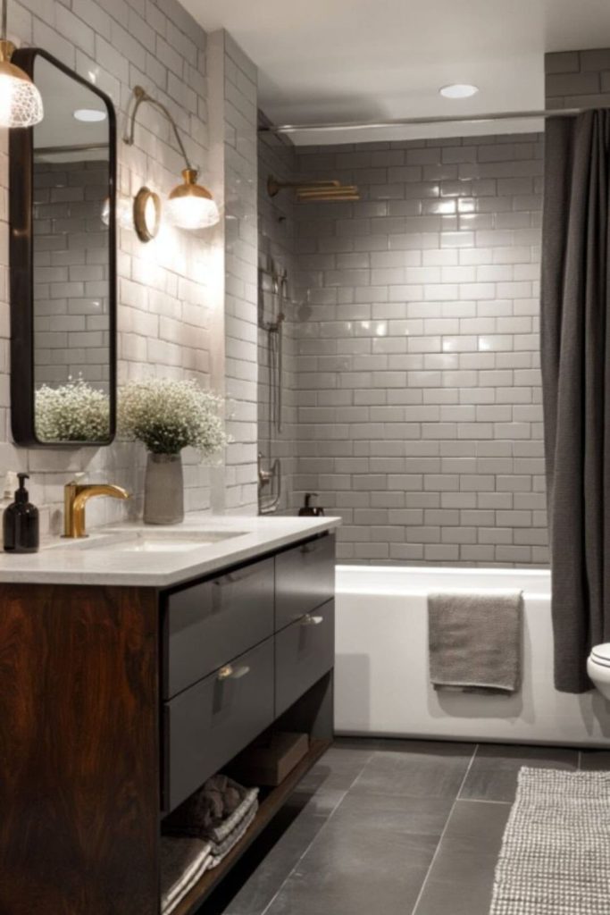 Graphite gray modern spa bathroom