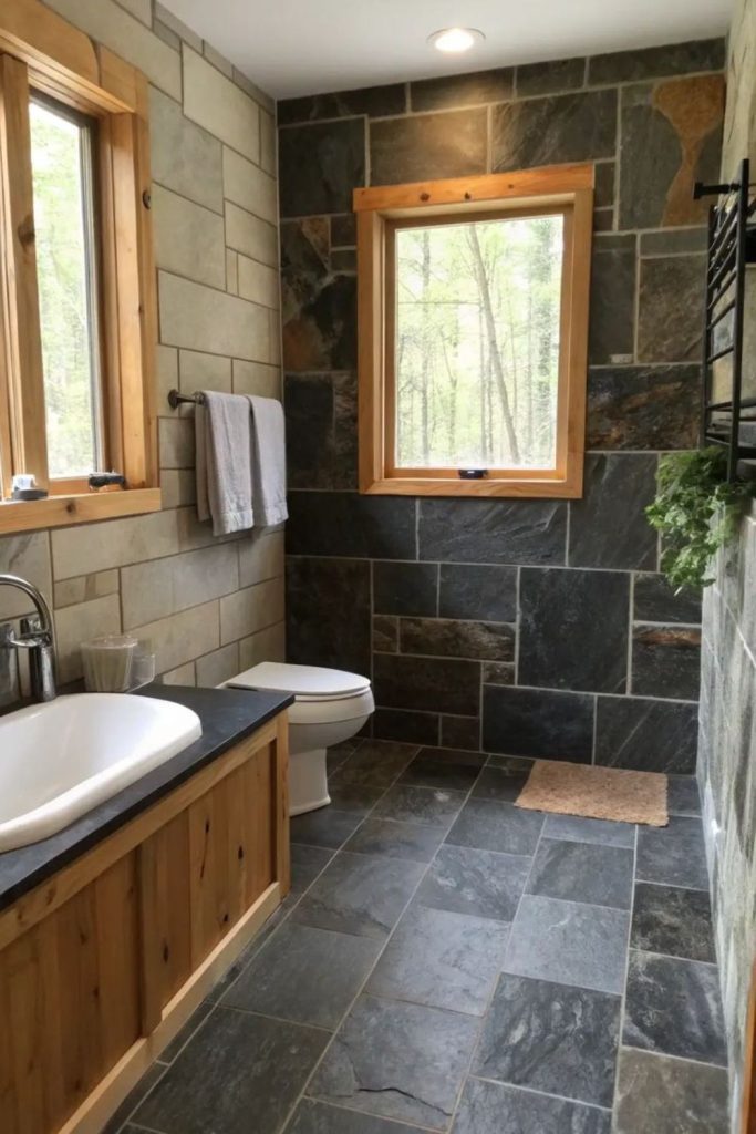 Irregular slate tiles forming natural jigsaw