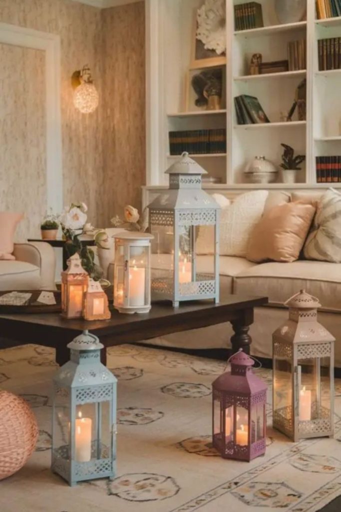 Lantern cluster creating soft glow.