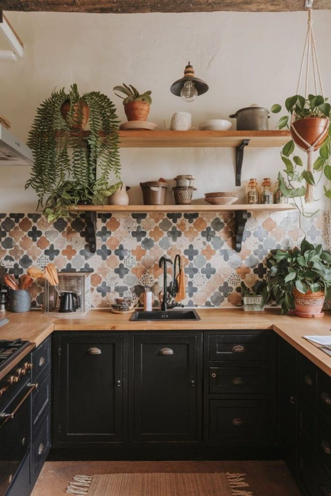Fun stickers decorate plain cabinets walls