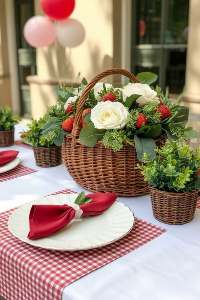 Strawberry patch fruity summer baby shower.
