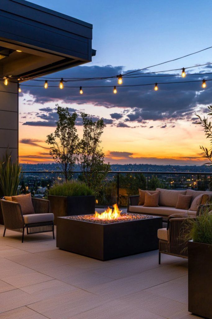 Sunset prism patio with glass reflections