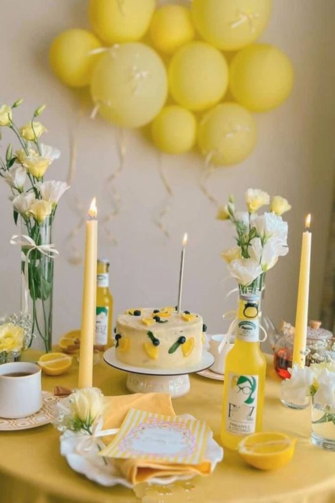Sunshine daisy tea themed baby shower.