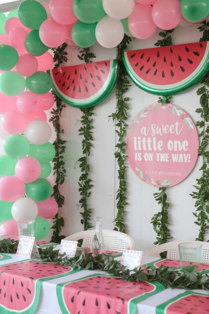 Watermelon motif colorful summer baby shower.