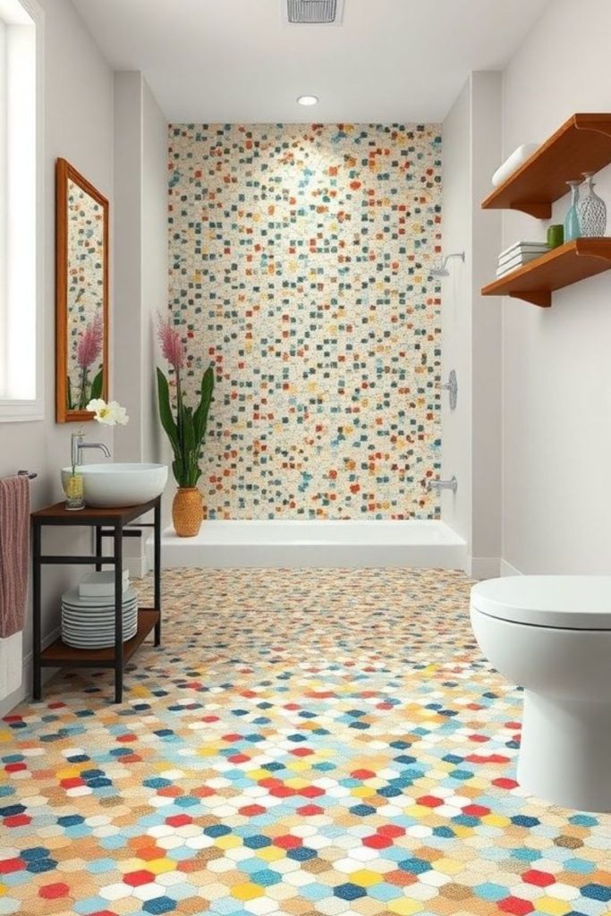 Colorful terrazzo tiles with playful fragments