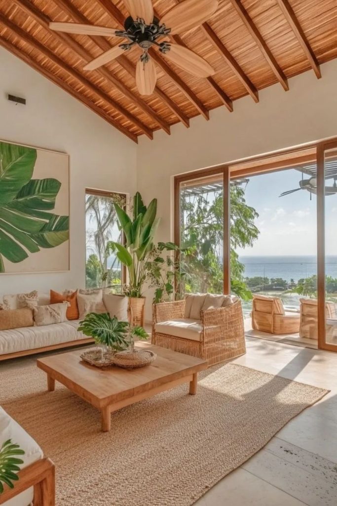 Bright tropical resort inspired décor