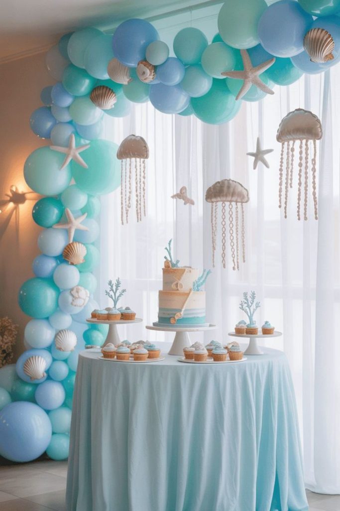 Underwater ocean splash baby party.