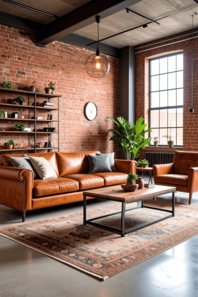 Edgy industrial loft with brick