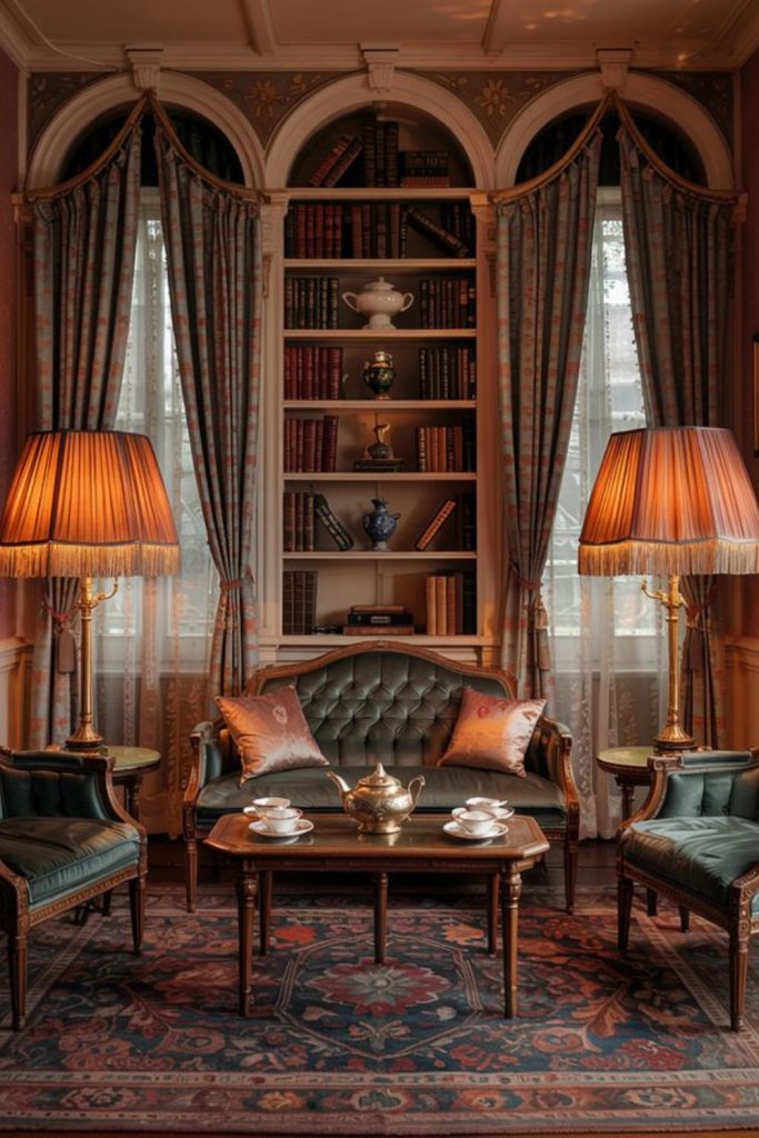 Luxurious Victorian style home library