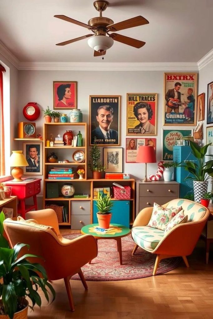 Retro posters create dramatic wall