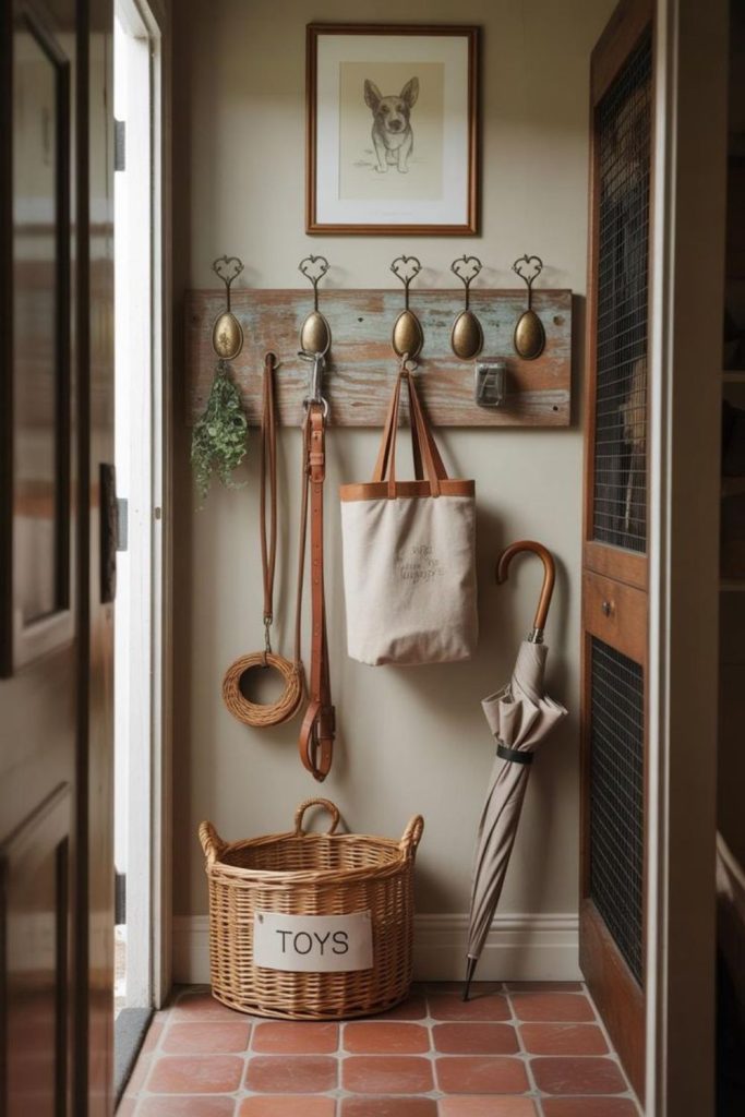 Decorative hooks providing practical charming storage.