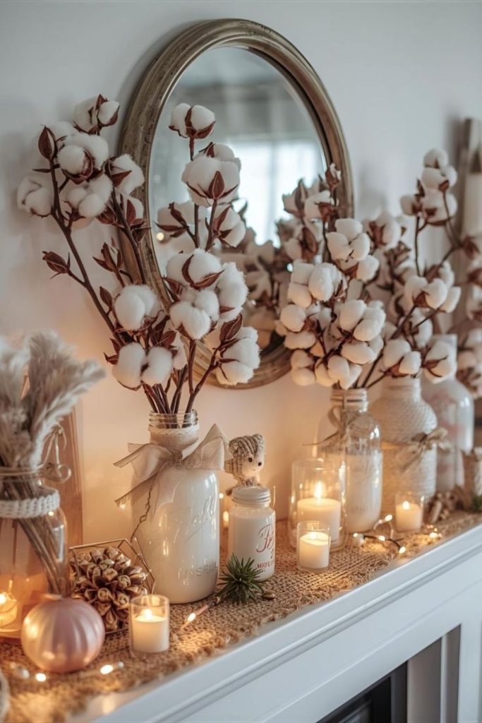 Clustered glass jars colorful blooms