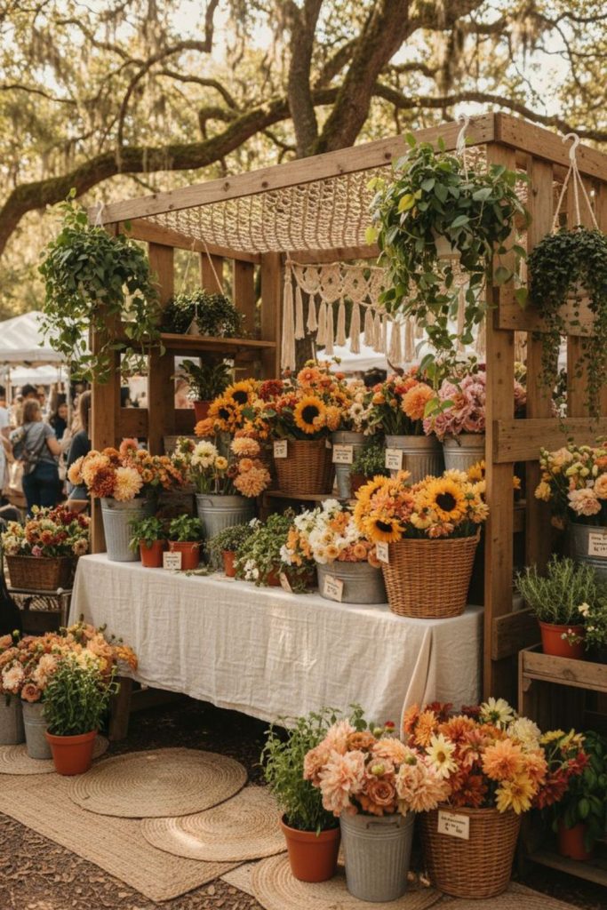 Autumn harvest seasonal blossom station.