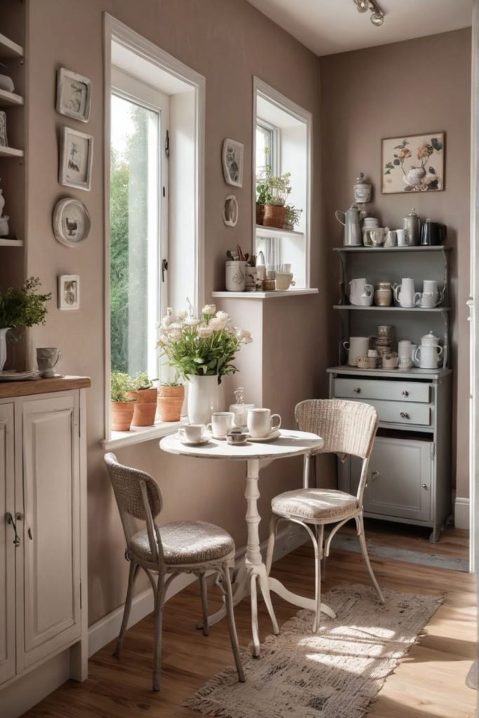 Backcountry tea corner rustic wooden table