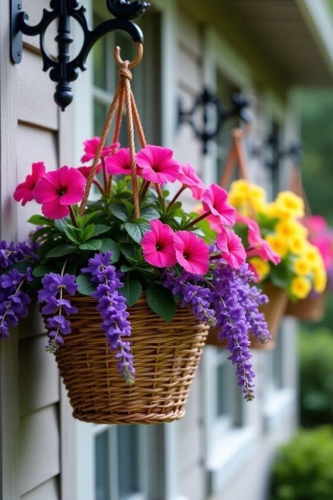 Hanging basket flower cluster display