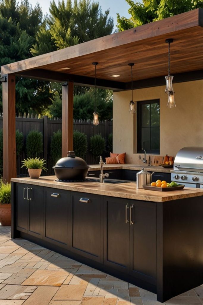 Sleek granite counters with grill