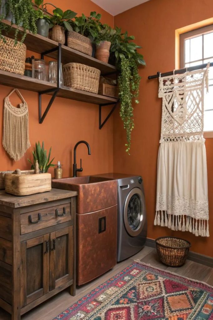 Handmade ceramic sink with woven baskets