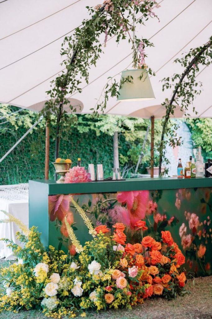 Bold color riot floral station.