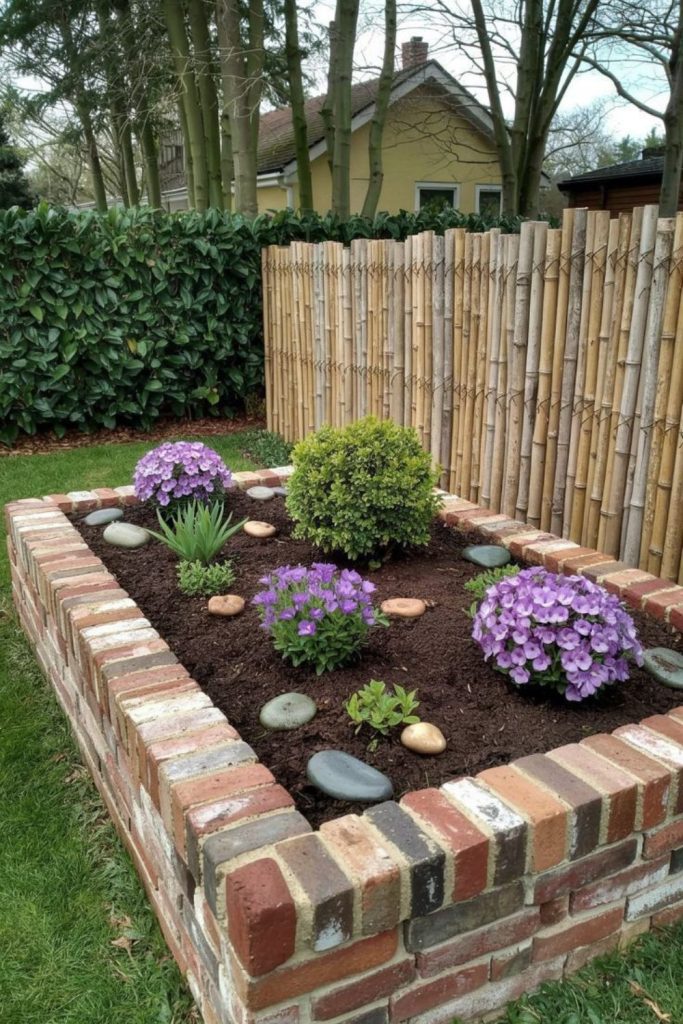 Brick border small flower bed
