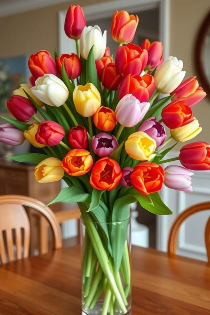 Neon tulips daisies colorful fun