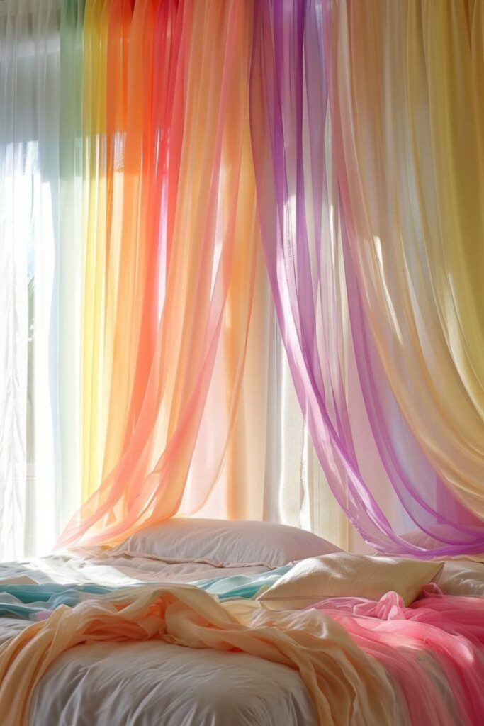 Bright colorful drapes playful lantern glow