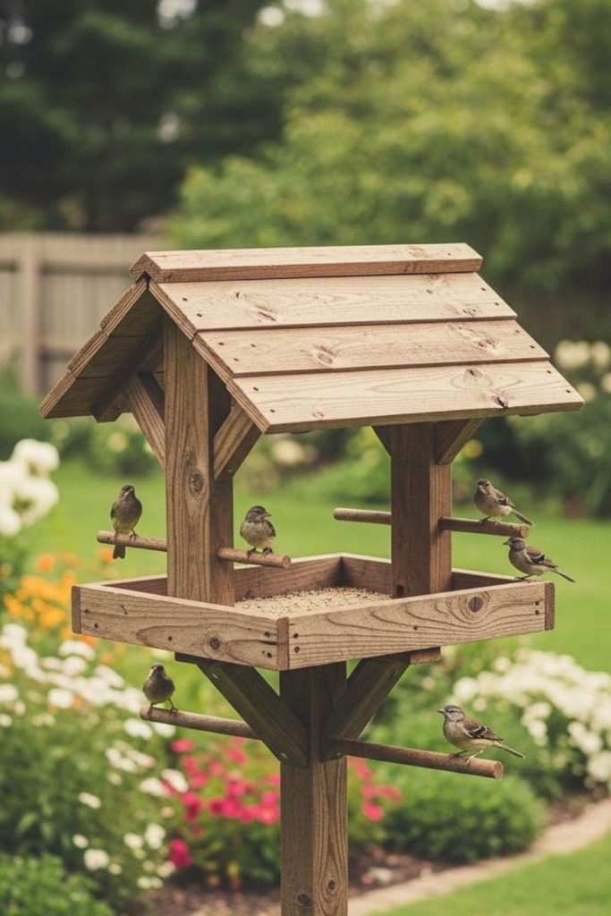 Handmade cedar birdhouse for backyard birds
