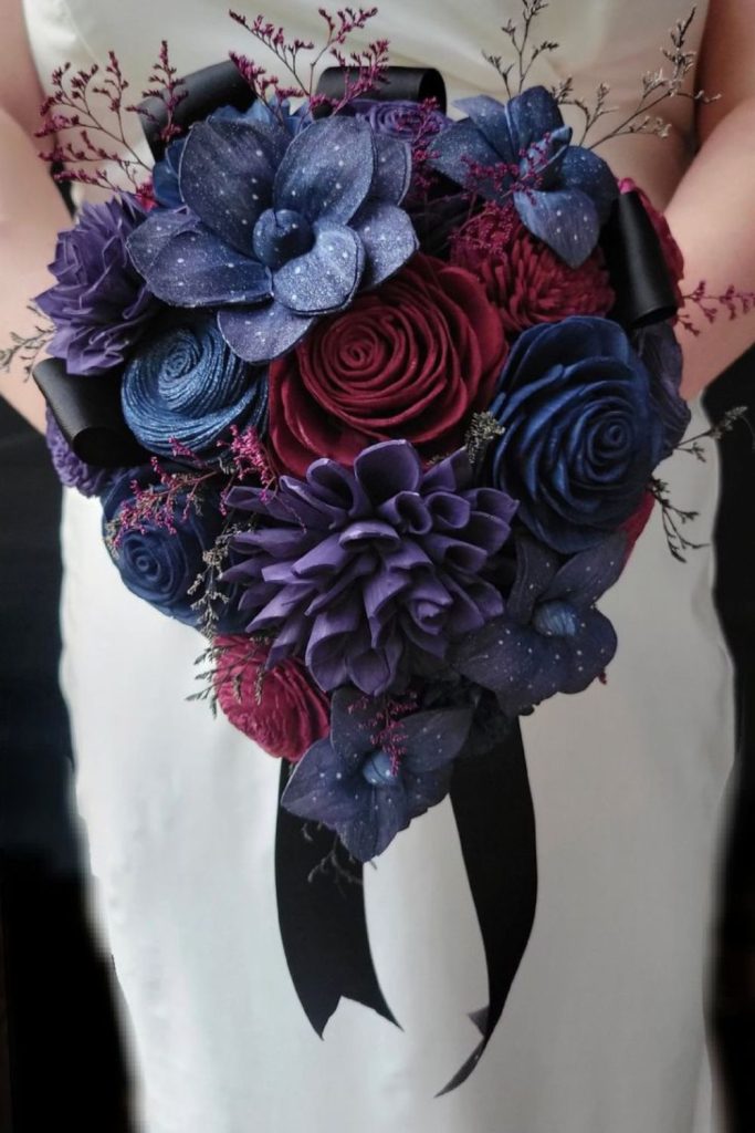 Violet blue roses with silver stars