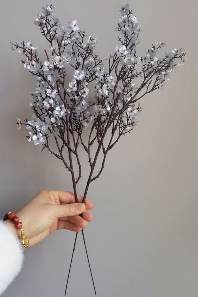 Silver blooms cosmic sparkling branches