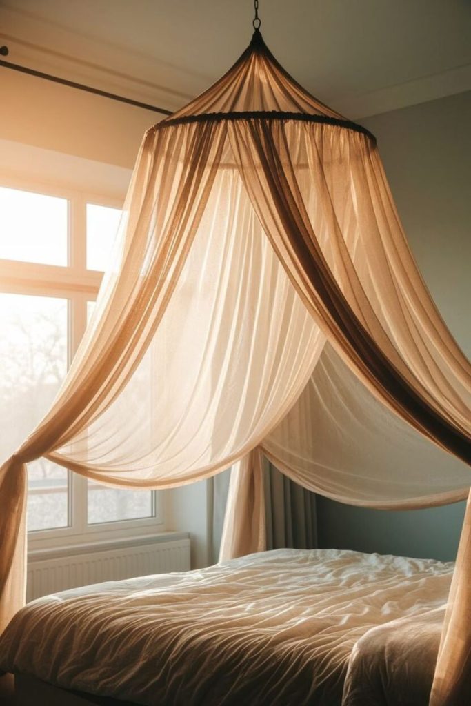 Sheer airy layers sunlight golden patterns