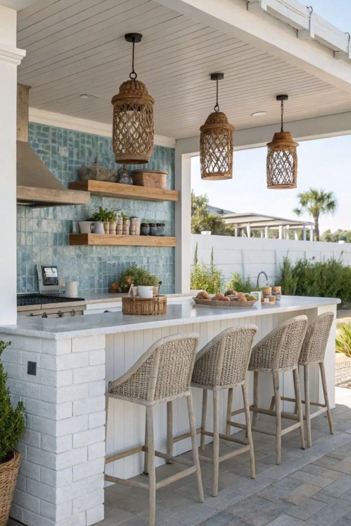 Oceanview grill with driftwood accents