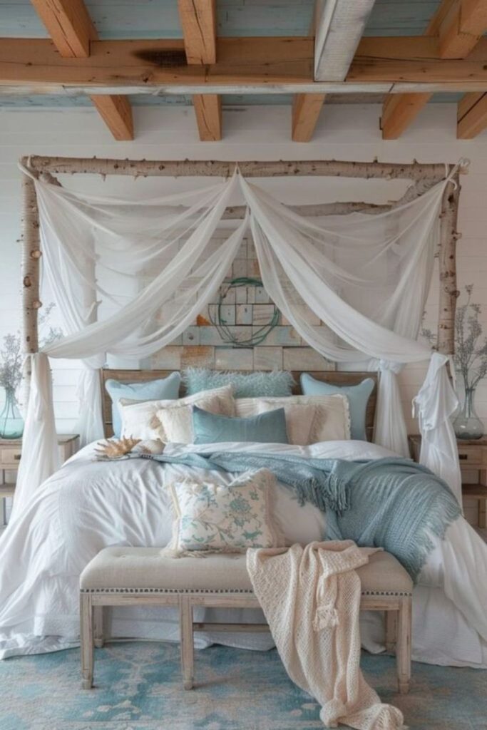 Driftwood frame with airy linen panels