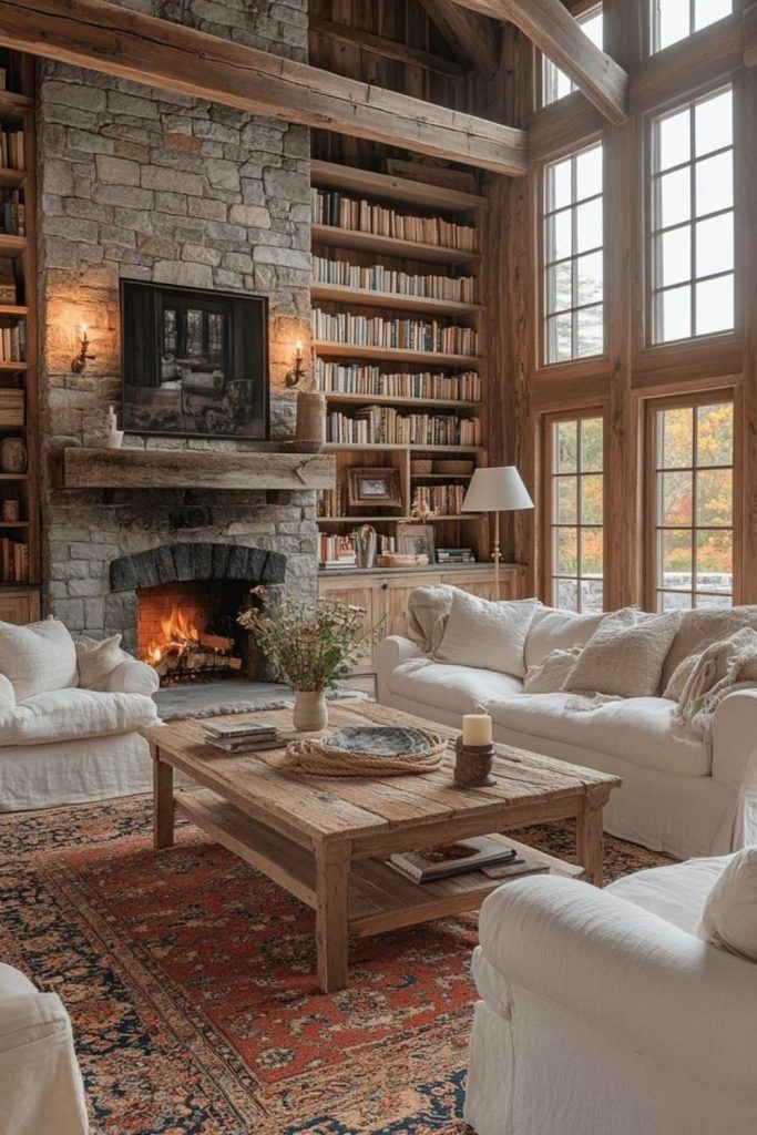 Colonial farmstead sitting room rustic decor