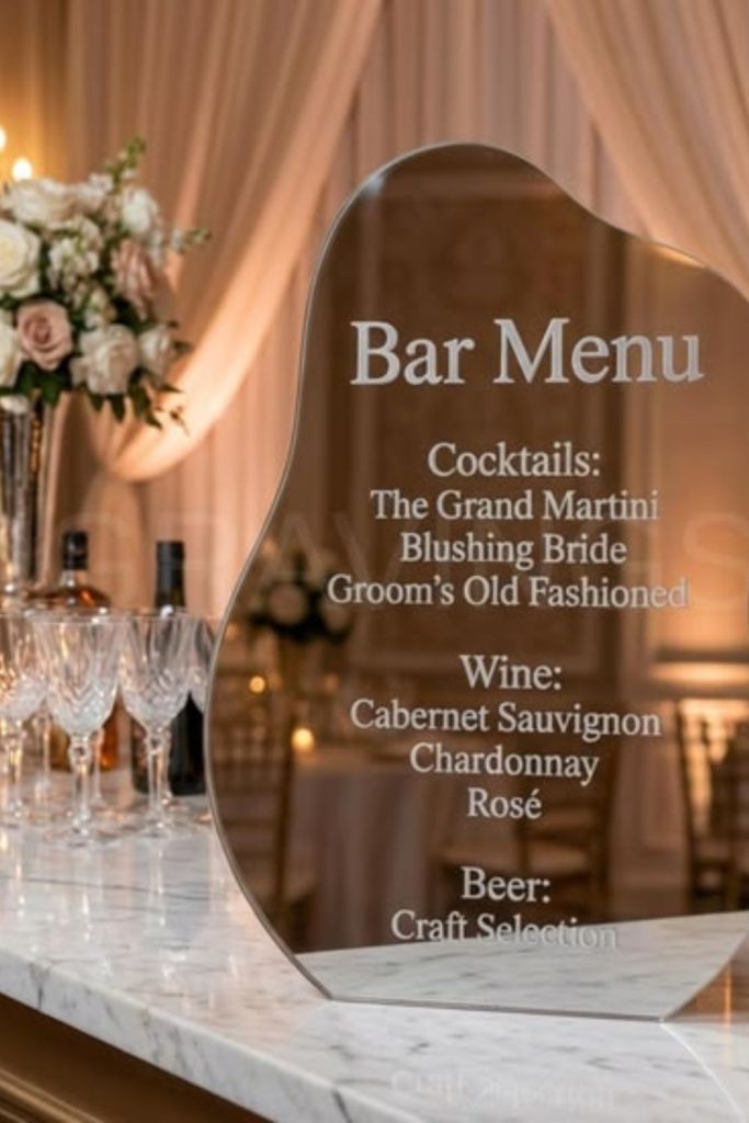 Crystal edge illuminated luxury bar sign