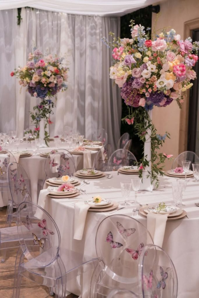 Crystal luxe sparkling garden bridal decor