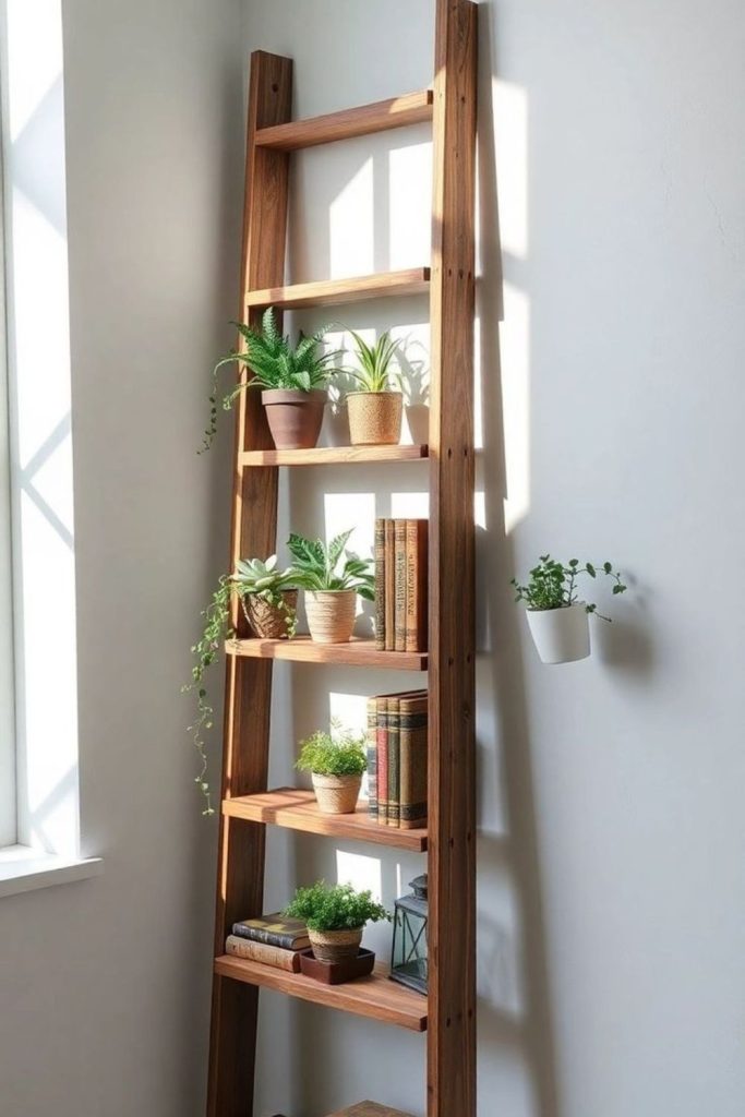 Wooden ladder for decoration or storage
