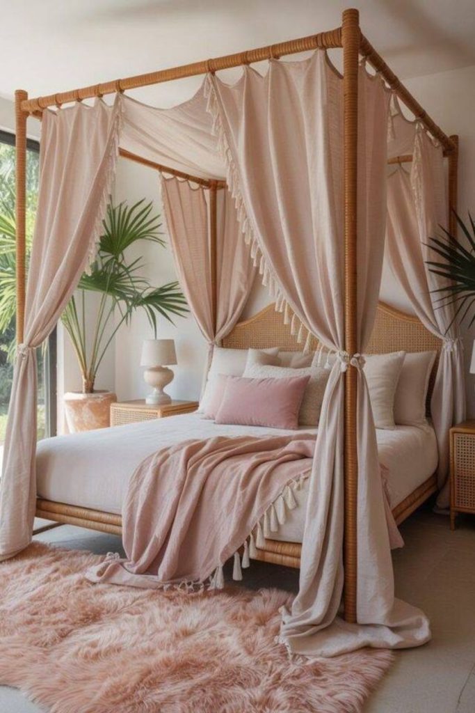 Sun-bleached wood with sandy linens