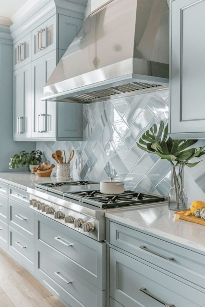 Pearl sea glass backsplash kitchen