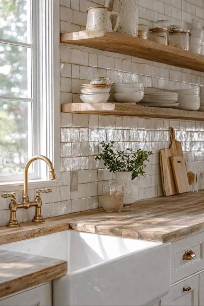 Driftwood tone glass backsplash fusion