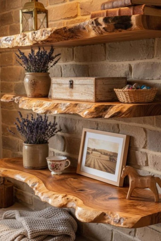 Weathered wooden shelf with ocean textures