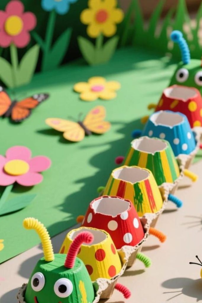 Egg carton recycled bug garden parade