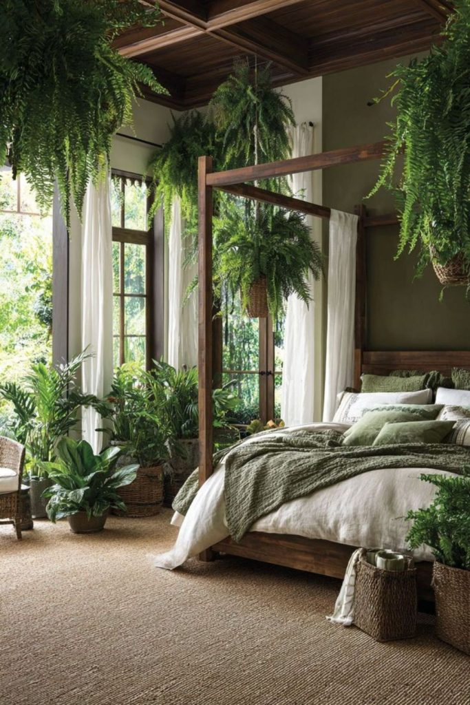 Moss-green drapes ferns arboreal magic