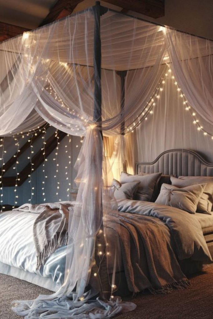 Silver threads and feather-filled mattress