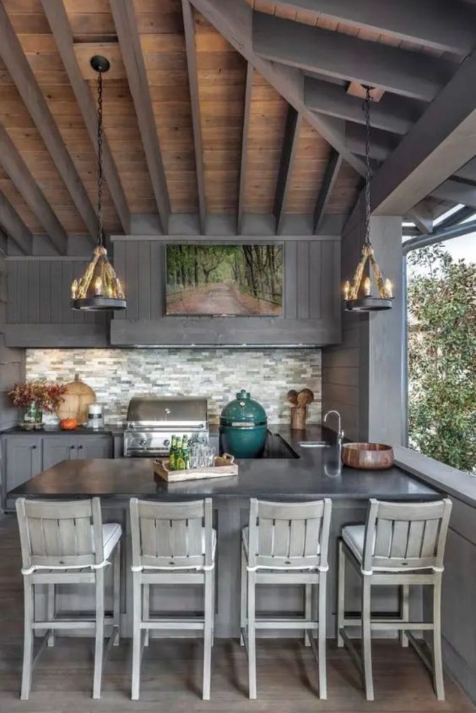 White shiplap rustic garden kitchen