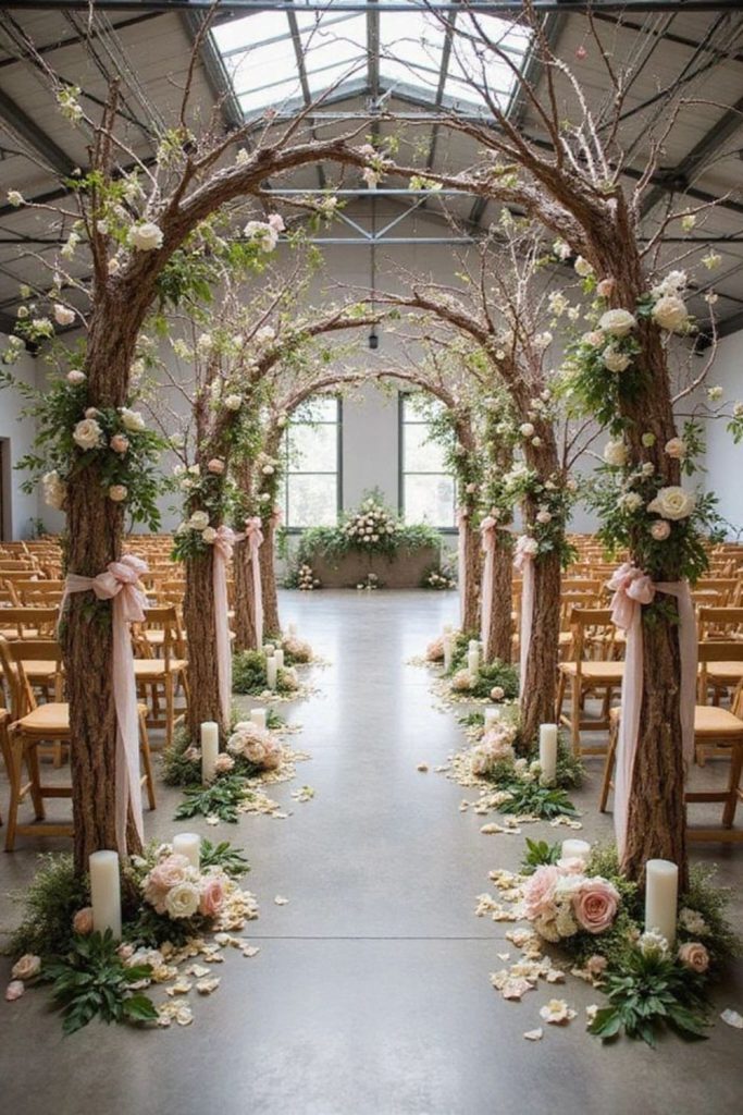 Floral archway outdoor bridal shower backdrop