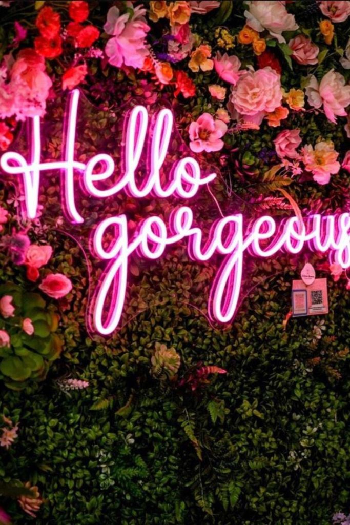 Hot pink flowers with flickering lights